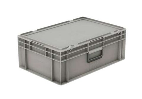 HorecaTraders Plastic crate with lid 42 liters with suitcase handle 600 x 400 x 223 mm 