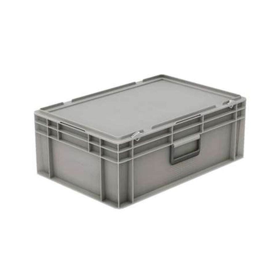 Kunststoffkiste mit Deckel, 42 Liter, mit Koffergriff, 600 x 400 x 223 mm