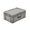 HorecaTraders Plastic crate with lid 60 liters with suitcase handle 600 x 400 x 334 mm