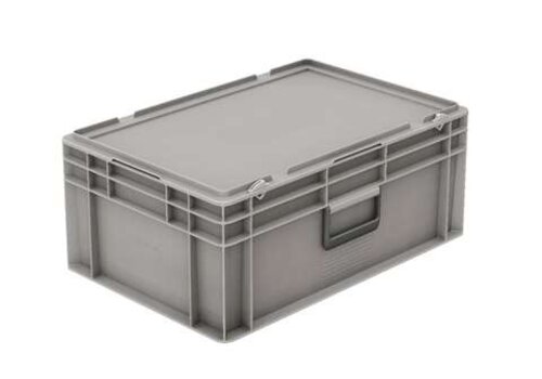  HorecaTraders Kunststof krat met deksel 60 liter met koffergreep 600 x 400 x 334 mm 
