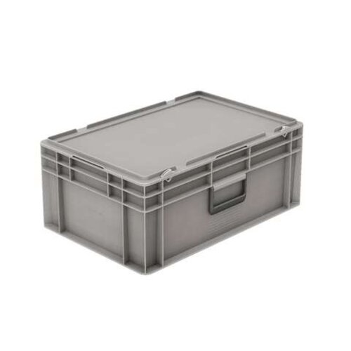  HorecaTraders Caisse en plastique avec couvercle, 60 litres, avec poignée de valise, 600 x 400 x 334 mm 