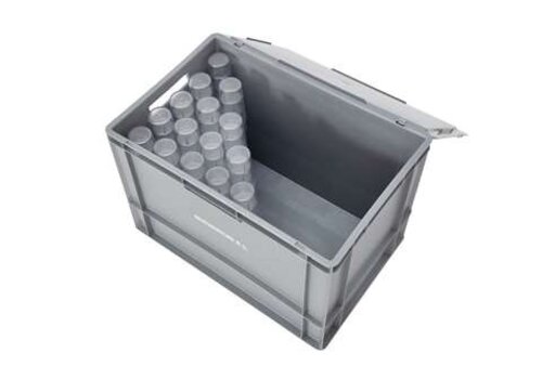  HorecaTraders Plastic crate for hard cups 76 liters with lid 600 x 400 x 400 mm 