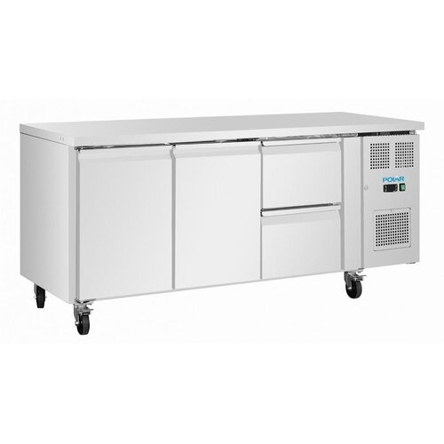  HorecaTraders Refrigerated Work Bench | 2 Doors and 2 Drawers | 242 Liters | 1795x700x850 mm 