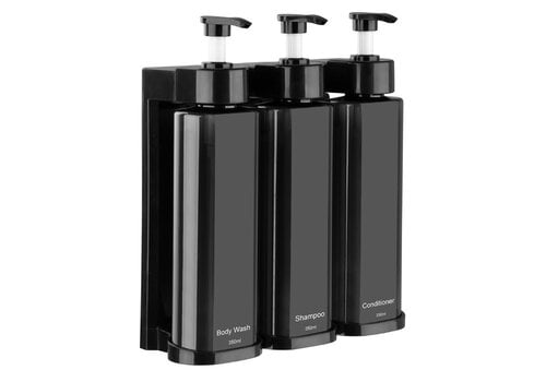  HorecaTraders Drievoudige Douchepompdispenser | Wandmontage | 22,9(h) x 22,2(b) x 8(d)cm 