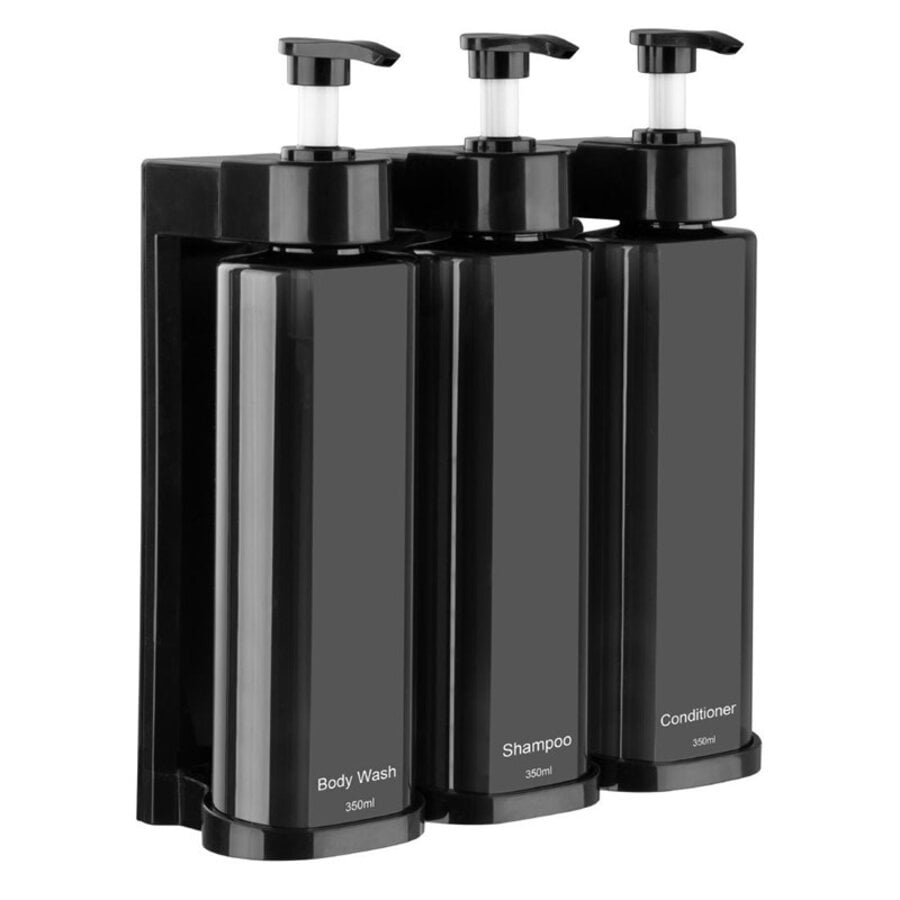 Drievoudige Douchepompdispenser | Wandmontage | 22,9(h) x 22,2(b) x 8(d)cm