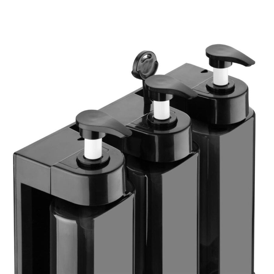 Drievoudige Douchepompdispenser | Wandmontage | 22,9(h) x 22,2(b) x 8(d)cm