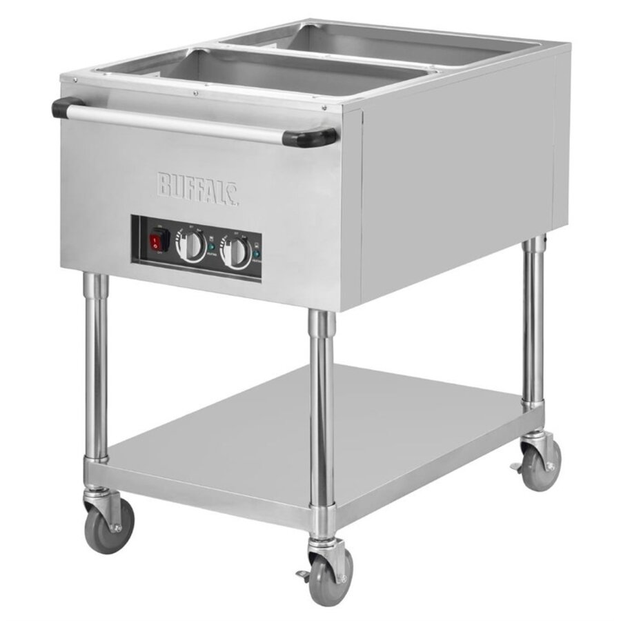 Mobiele Bain-Marie Wagen | RVS | 2x 1/1 GN | 5,5(h) x 75(d)cm