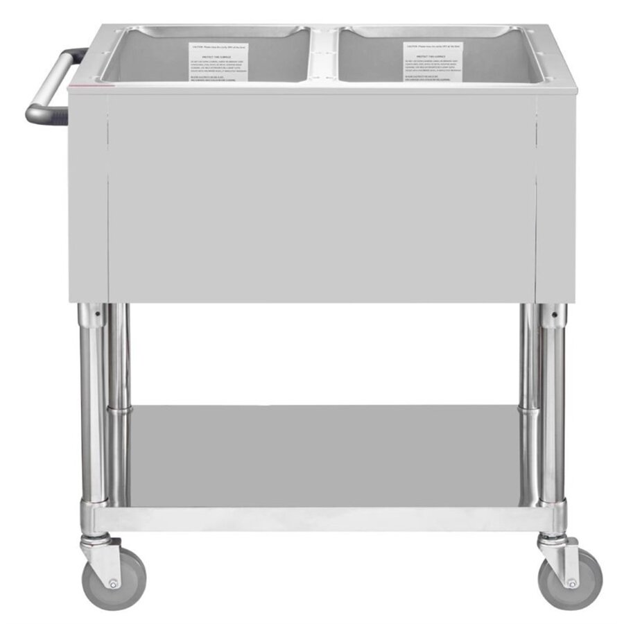 Mobiele Bain-Marie Wagen | RVS | 2x 1/1 GN | 5,5(h) x 75(d)cm