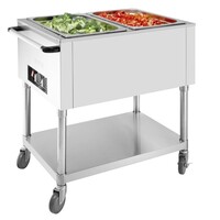 Mobile Bain-Marie Cart | Stainless steel | 2x 1/1 GN | 5.5(h) x 75(d)cm
