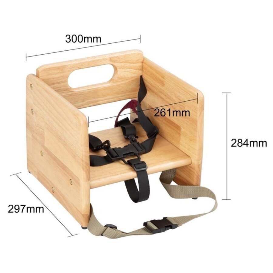 Houten Boosterzitje | Stapelbaar | Maximaal 15 kg | 28,4(h) x 29,7(b) x 29,9(l)cm