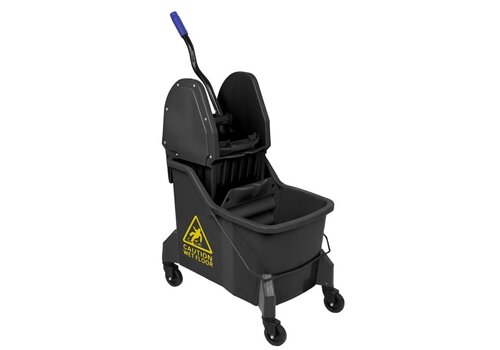  HorecaTraders Mop Bucket with Press | 30 Liters | 2 Compartments | Yellow 