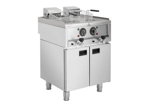  HorecaTraders Elektrische Fritteuse 2 x 8 Liter | Freistehend | 400 V | 85 (H) x 60 (B) x 60 (T) cm 