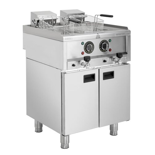  HorecaTraders Elektrische Fritteuse 2 x 8 Liter | Freistehend | 400 V | 85 (H) x 60 (B) x 60 (T) cm 