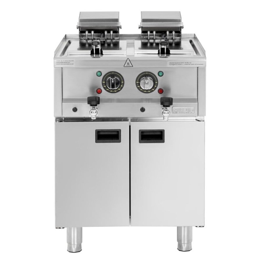 Elektrische Friteuse 2x8 Liter | Vrijstaand | 400V | 85(h) x 60(b) x 60(d)cm