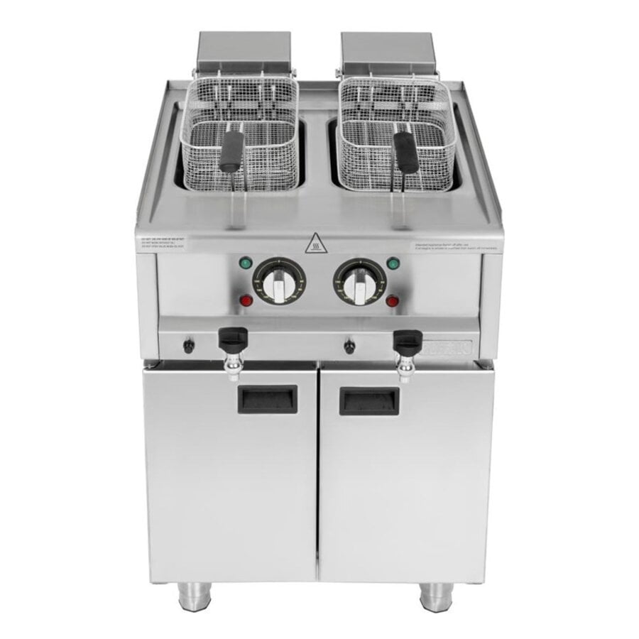 Elektrische Friteuse 2x8 Liter | Vrijstaand | 400V | 85(h) x 60(b) x 60(d)cm