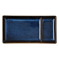 Assiettes rectangulaires à trempette | Bleu nuit | 2,2 cm (h) x 10,5 cm (l) x 20,4 cm (l) | Lot de 6