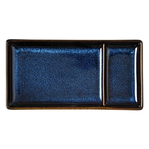  HorecaTraders Assiettes rectangulaires à trempette | Bleu nuit | 2,2 cm (h) x 10,5 cm (l) x 20,4 cm (l) | Lot de 6 