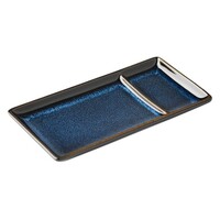 Assiettes rectangulaires à trempette | Bleu nuit | 2,2 cm (h) x 10,5 cm (l) x 20,4 cm (l) | Lot de 6