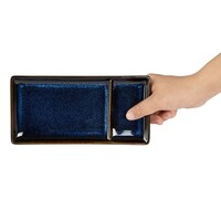 Assiettes rectangulaires à trempette | Bleu nuit | 2,2 cm (h) x 10,5 cm (l) x 20,4 cm (l) | Lot de 6