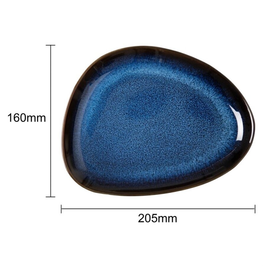 Assiettes triangulaires | Bleu nuit | 2 cm (h) x 15,8 cm (l) x 20,7 cm (L) | Lot de 6