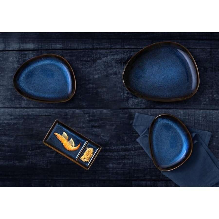 Assiettes triangulaires | Bleu nuit | 2 cm (h) x 15,8 cm (l) x 20,7 cm (L) | Lot de 6