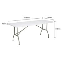 Opvouwbare Tafel | Wit | 73,8(h) x 182,1(b) x 76(d)cm