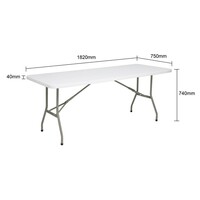 Table pliante | Blanche | 73,8 (h) x 182,1 (l) x 76 (p) cm