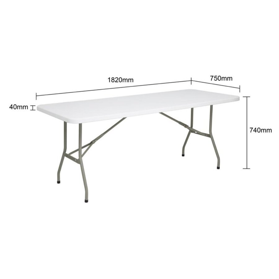 Klapptisch | Weiß | 73,8 (H) x 182,1 (B) x 76 (T) cm
