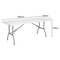 Klapptisch | Weiß | 73,8 (H) x 182,1 (B) x 76 (T) cm