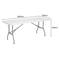 Opvouwbare Tafel | Wit | 73,8(h) x 182,1(b) x 76(d)cm
