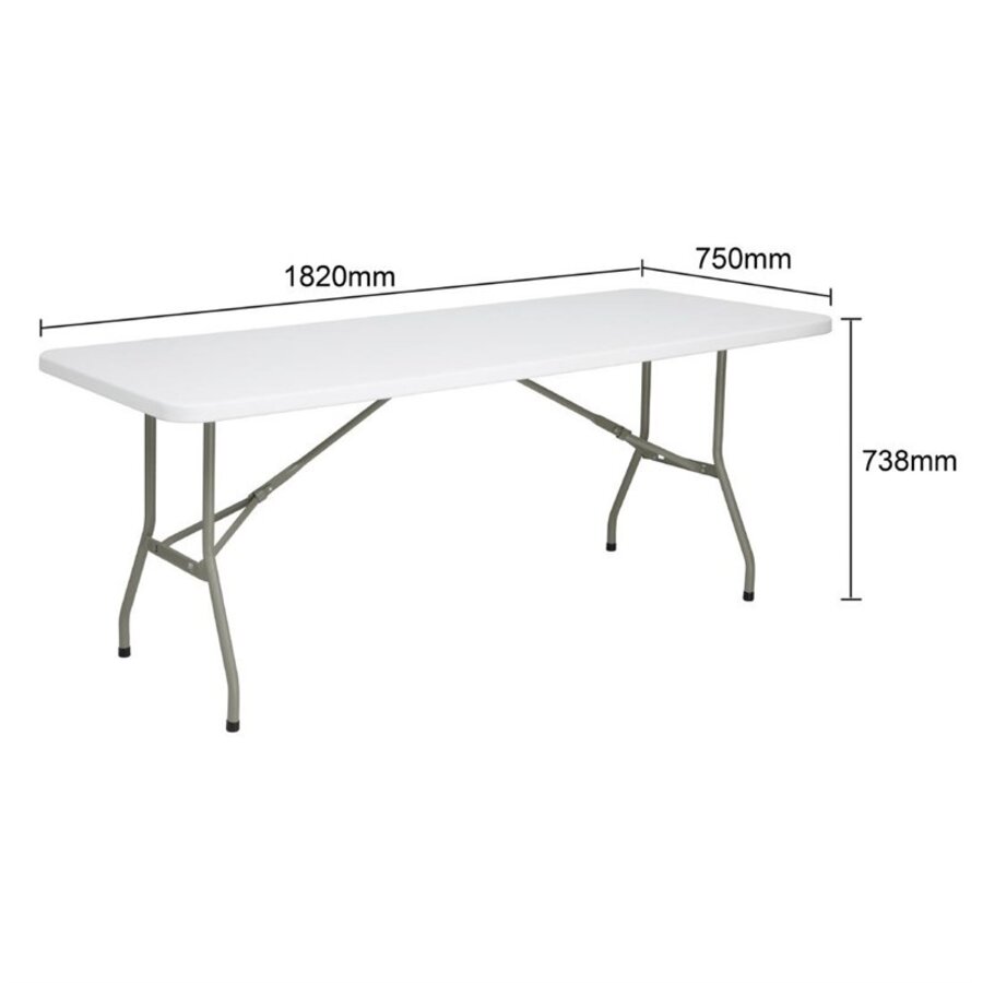 Table pliante | Blanche | 73,8 (h) x 182,1 (l) x 76 (p) cm