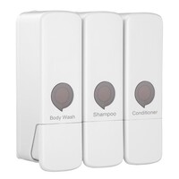Distributeur de douche triple | Blanc | Fixation murale | 22,7 (h) x 21,3 (l) x 9,4 (p) cm