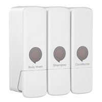 Drievoudige Douchedispenser | Wit | Wandmontage | 22,7(h) x 21,3(b) x 9,4(d)cm