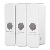 Drievoudige Douchedispenser | Wit | Wandmontage | 22,7(h) x 21,3(b) x 9,4(d)cm