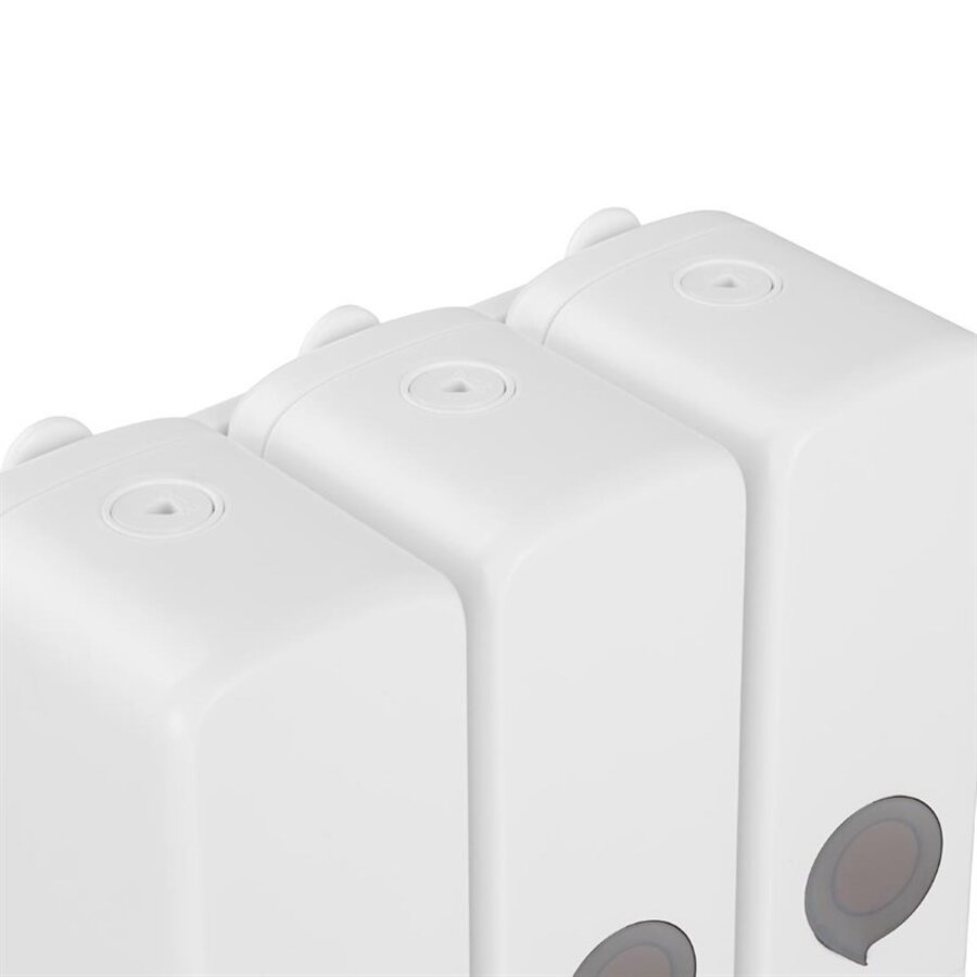 Distributeur de douche triple | Blanc | Fixation murale | 22,7 (h) x 21,3 (l) x 9,4 (p) cm