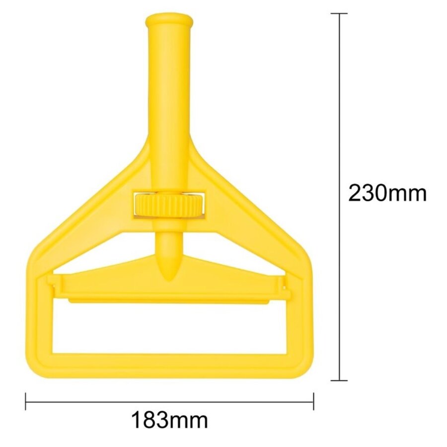 Pince pour balai jaune | Système Connect | 4,3 (h) x 23 (l) x 18,3 (l) cm