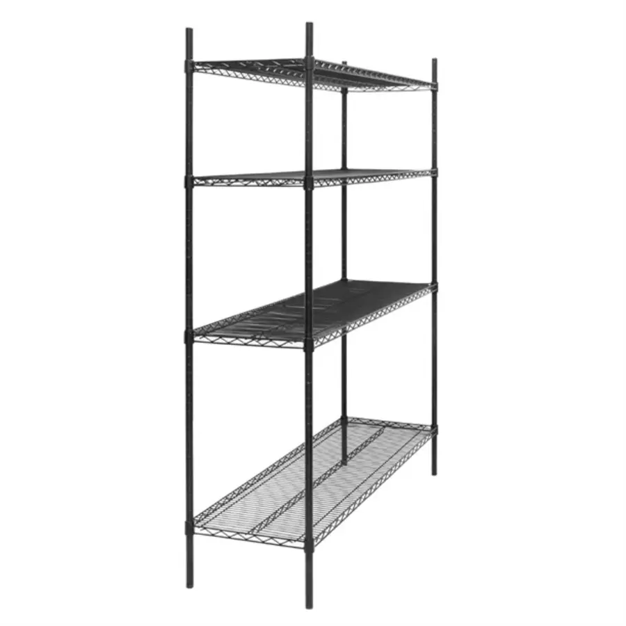 Stellingkast | 4 Legborden | Zwart | 1830x1510x460mm