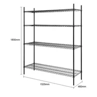 Stellingkast | 4 Legborden | Zwart | 1830x1510x460mm