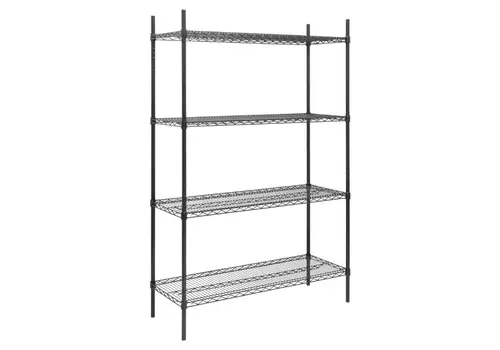 HorecaTraders Stellingkast | 4 Legborden | Zwart | 1830x1220x460mm 