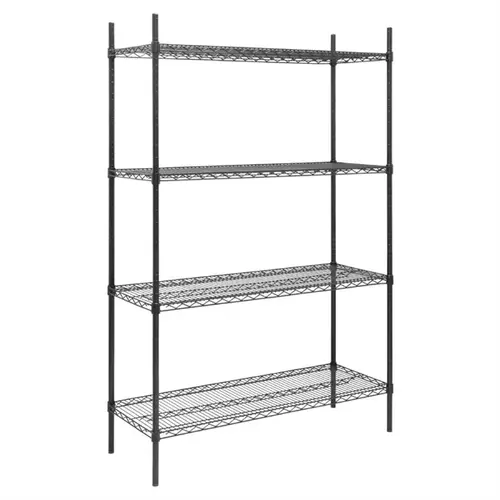  HorecaTraders Stellingkast | 4 Legborden | Zwart | 1830x1220x460mm 