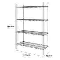 Shelving unit | 4 Shelves | Black | 1830x1220x460mm