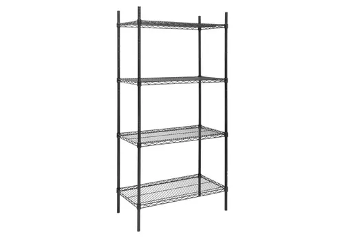  HorecaTraders Stellingkast | 4 Legborden | Zwart | 1830 x 910 x 460 mm 