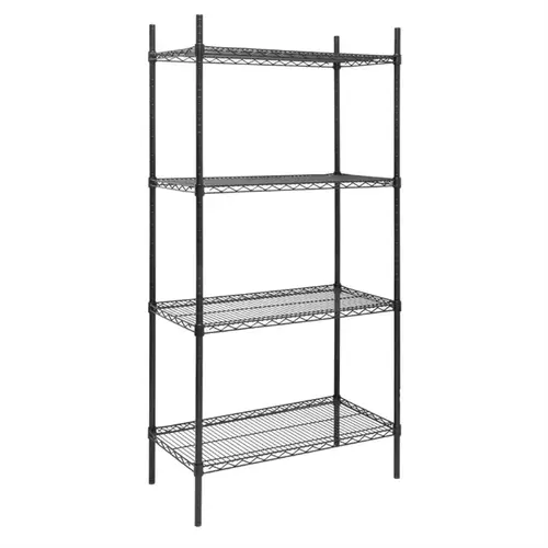  HorecaTraders Stellingkast | 4 Legborden | Zwart | 1830 x 910 x 460 mm 