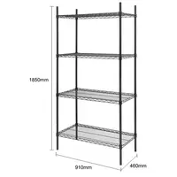 Stellingkast | 4 Legborden | Zwart | 1830 x 910 x 460 mm