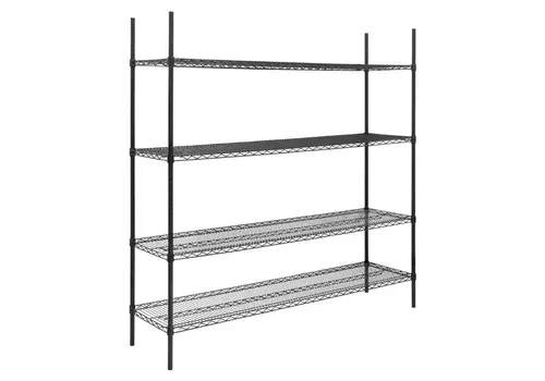  HorecaTraders Stellingkast | 4 Legborden | Zwart | 1830x1820x460mm 