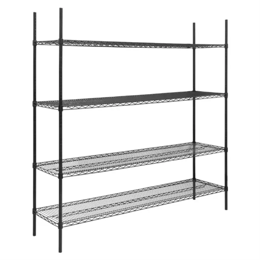 Stellingkast | 4 Legborden | Zwart | 1830x1820x460mm