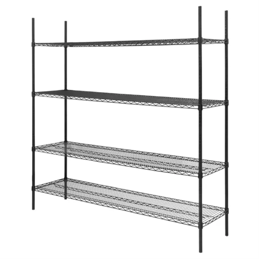 Stellingkast | 4 Legborden | Zwart | 1830x1820x460mm