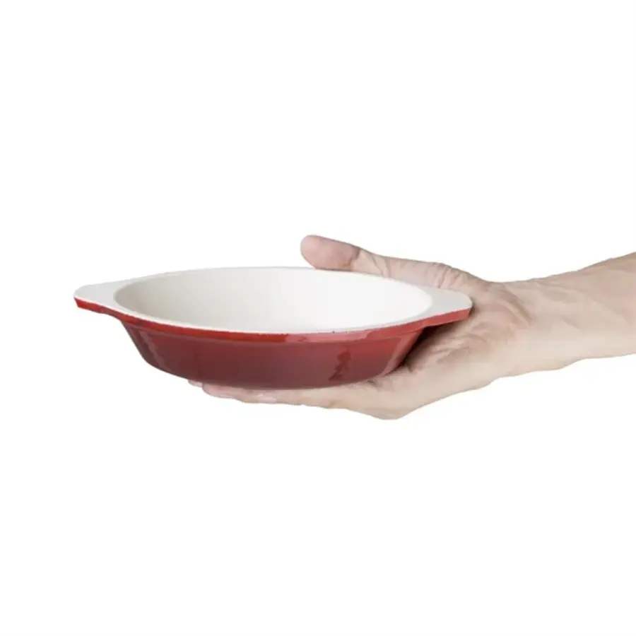 Ovale Gietijzeren Gratineerschaal Rood 0,65L – Voor Oven & Inductie