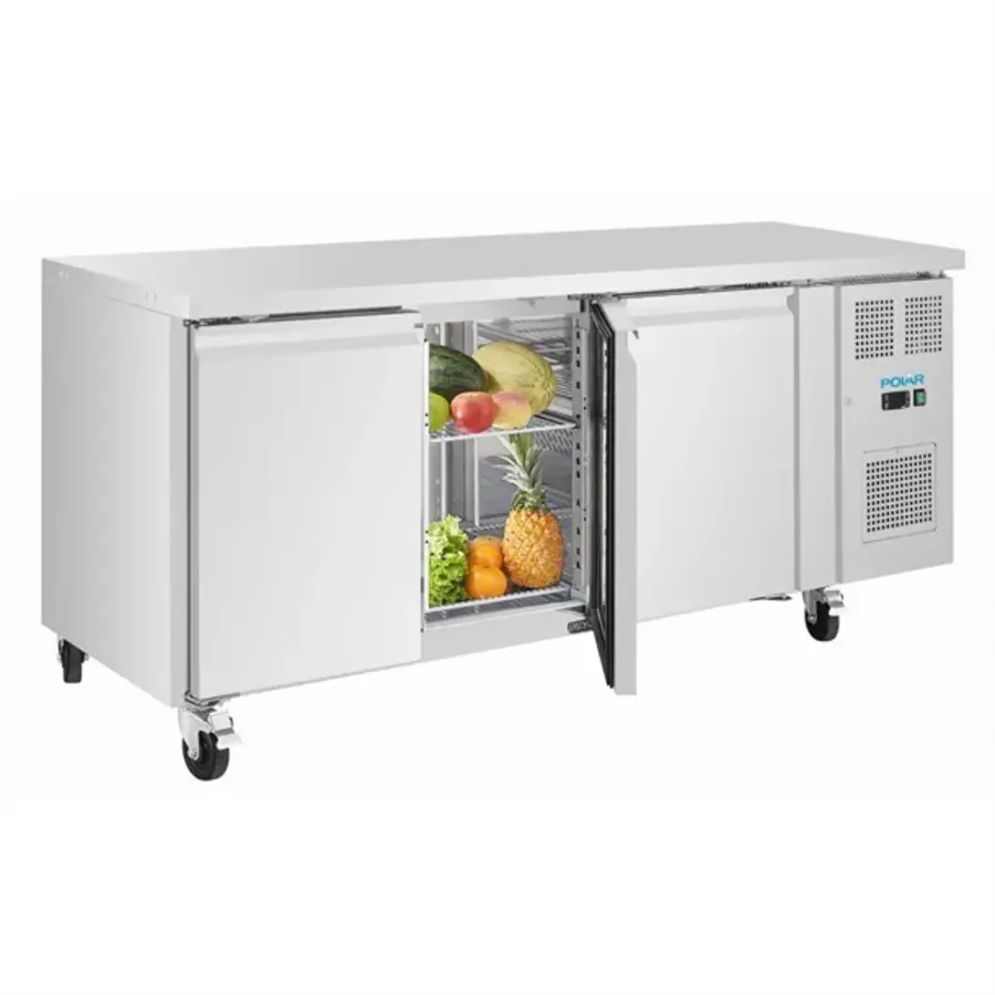 Établi réfrigéré professionnel 3 portes 231 L – Acier inoxydable – Modèle étroit