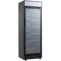 Beverage Refrigerator 1 Glass Door Black 400L with Light Box & LED Lighting